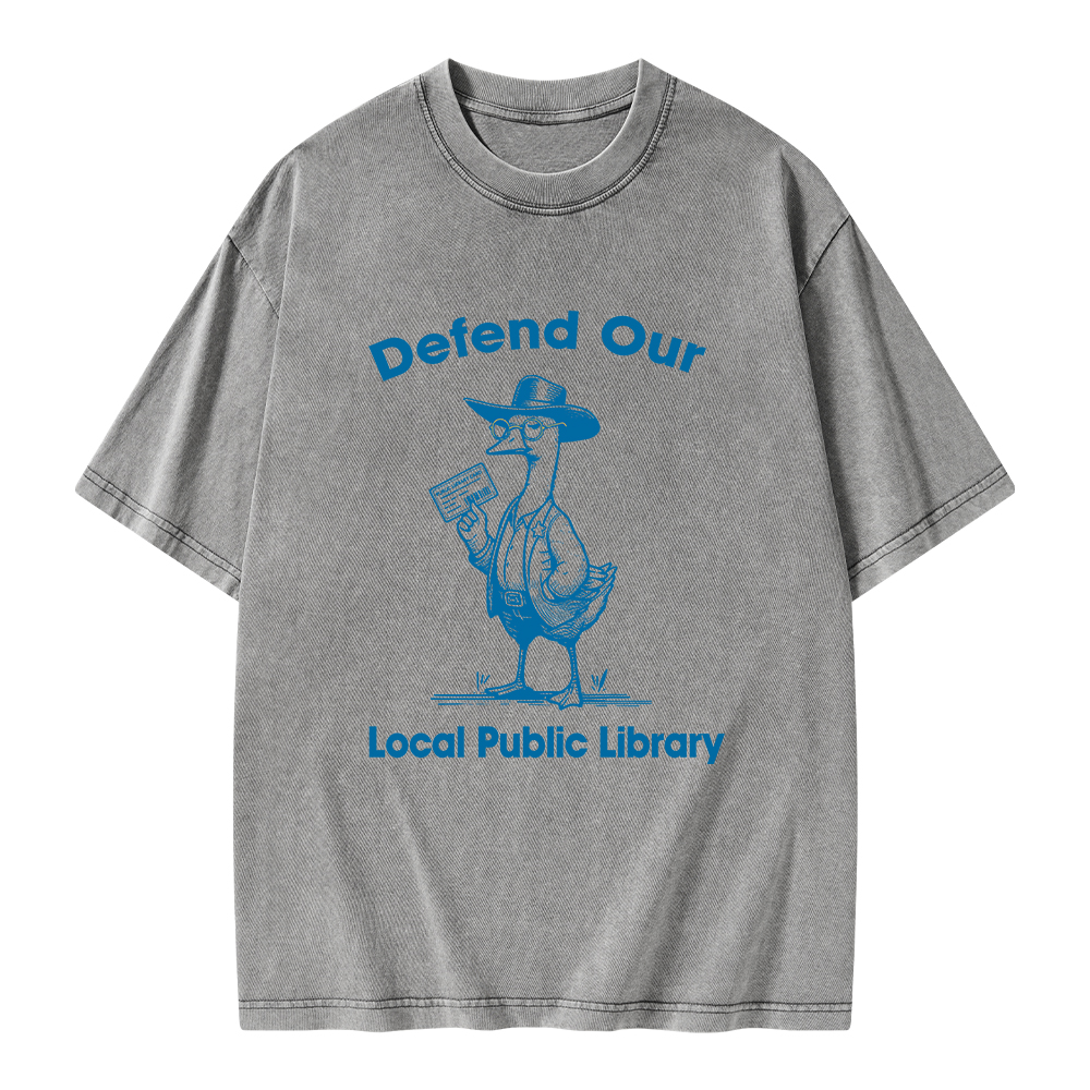 Pagewings Defend Our Public Library Unisex Washed T-shirt