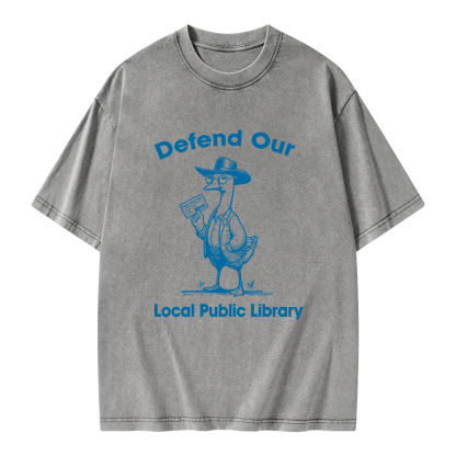 Pagewings Defend Our Public Library Unisex Washed T-shirt