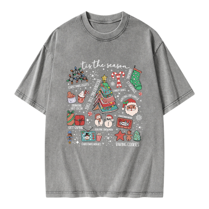 Pagewings Book Lover Retro Christmas Unisex Washed T-shirt