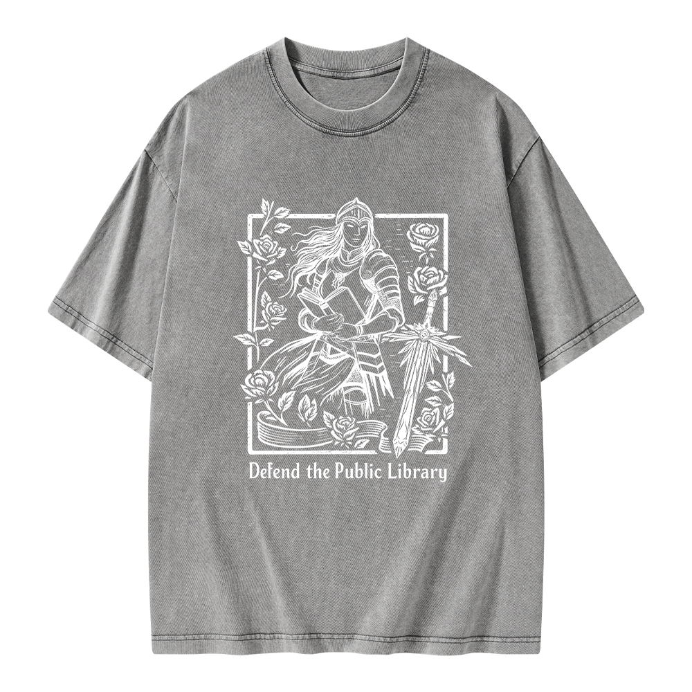 Pagewings Defend The Public Library Unisex Washed T-shirt