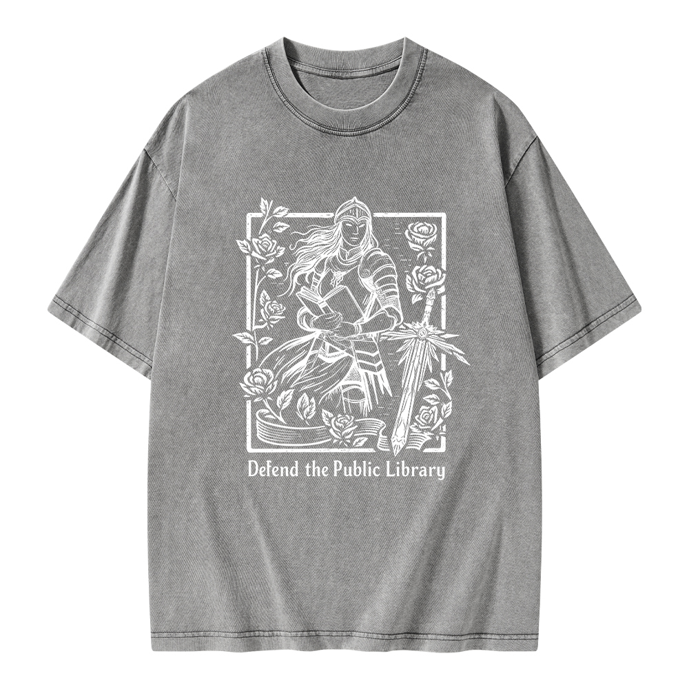 Pagewings Defend The Public Library Unisex Washed T-shirt