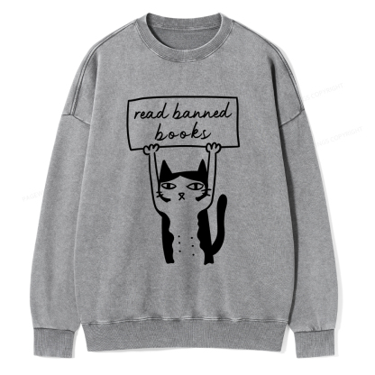 Pagewings Read Banned Books Unisex Washed Sweatshirt