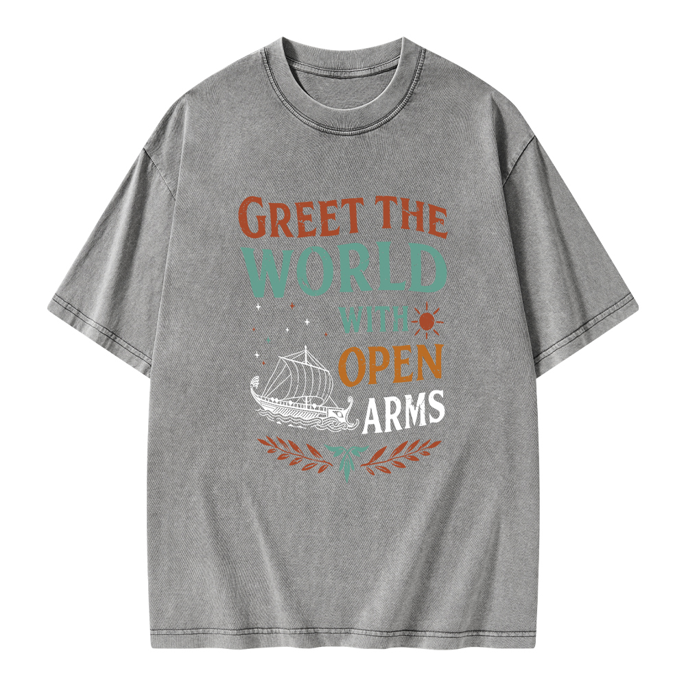 Pagewings Greet the World With Open Arms Unisex Washed T-shirt