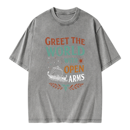 Pagewings Greet the World With Open Arms Unisex Washed T-shirt