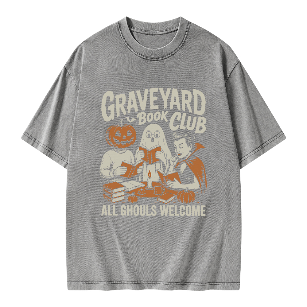 Pagewings Graveyard Book Club Unisex Washed T-shirt