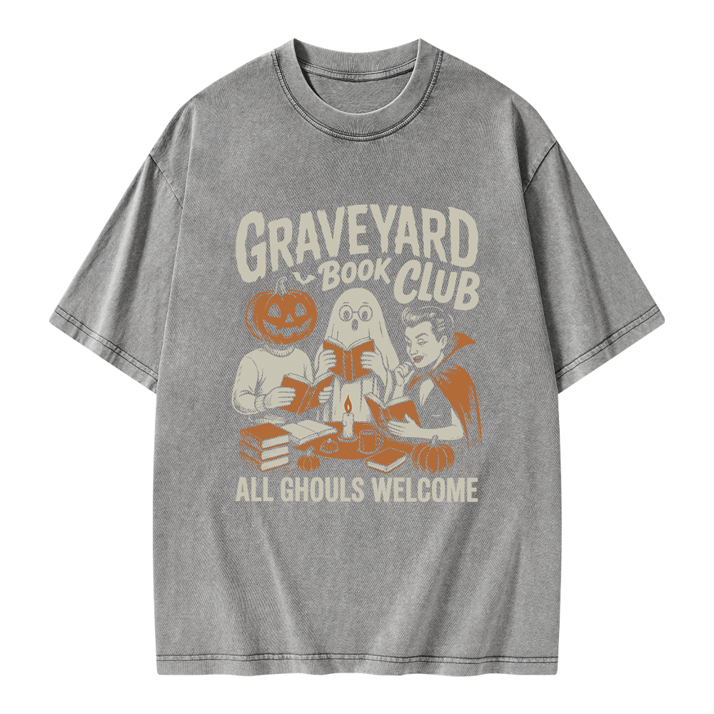 Pagewings Graveyard Book Club Unisex Washed T-shirt