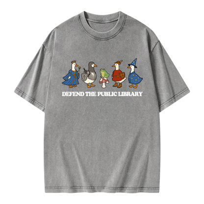 Pagewings Defend The Public Library Unisex Washed T-shirt