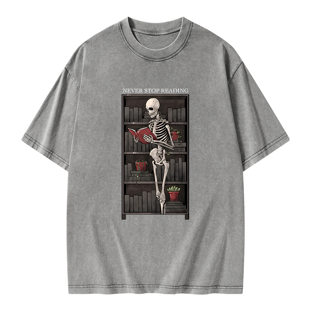 Pagewings Never Stop Reading Unisex Washed T-shirt