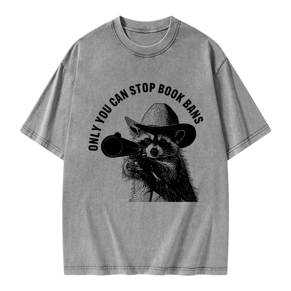 Pagewings Only You Can Stop Book Bans Unisex Washed T-shirt