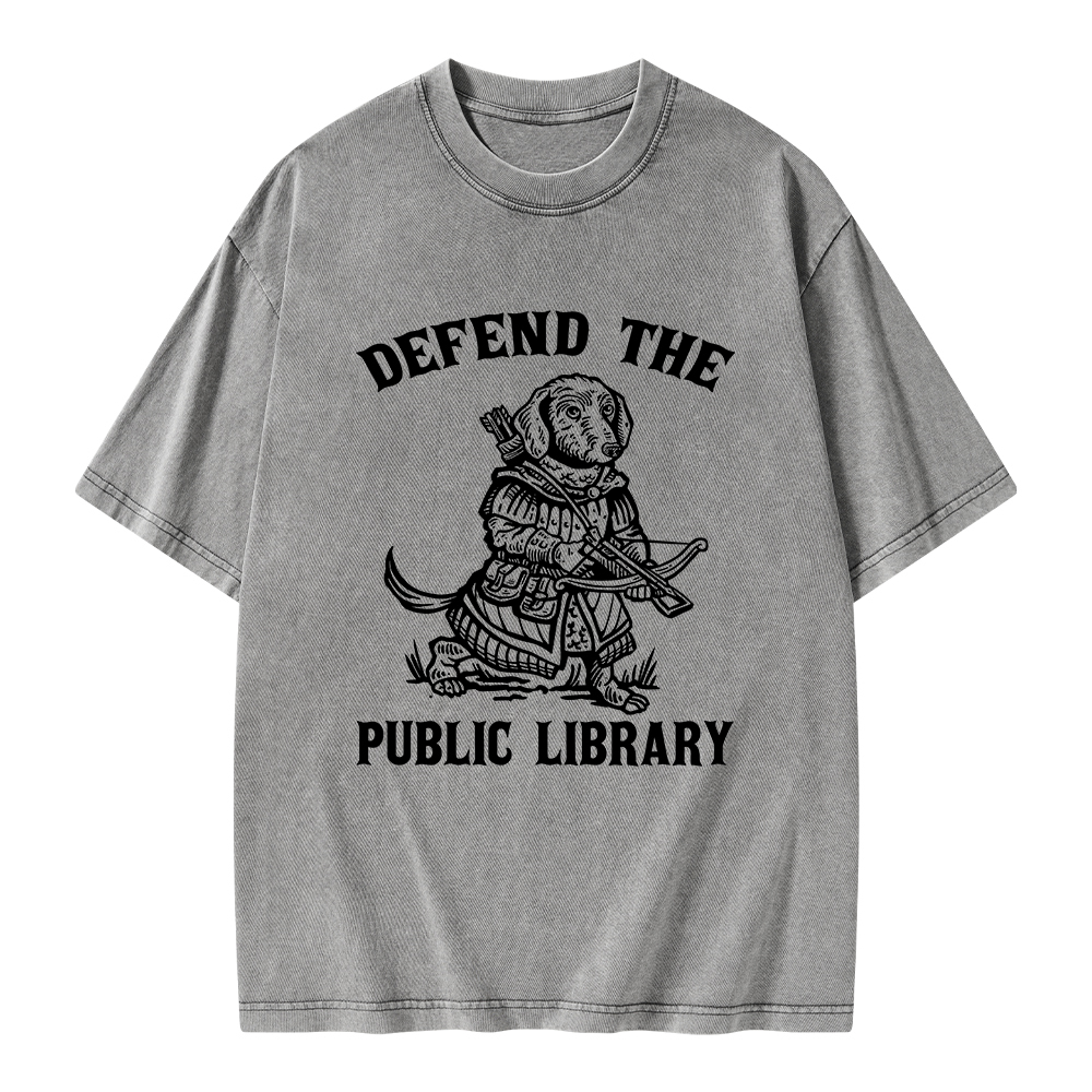 Pagewings Defend The Public Library Unisex Washed T-shirt