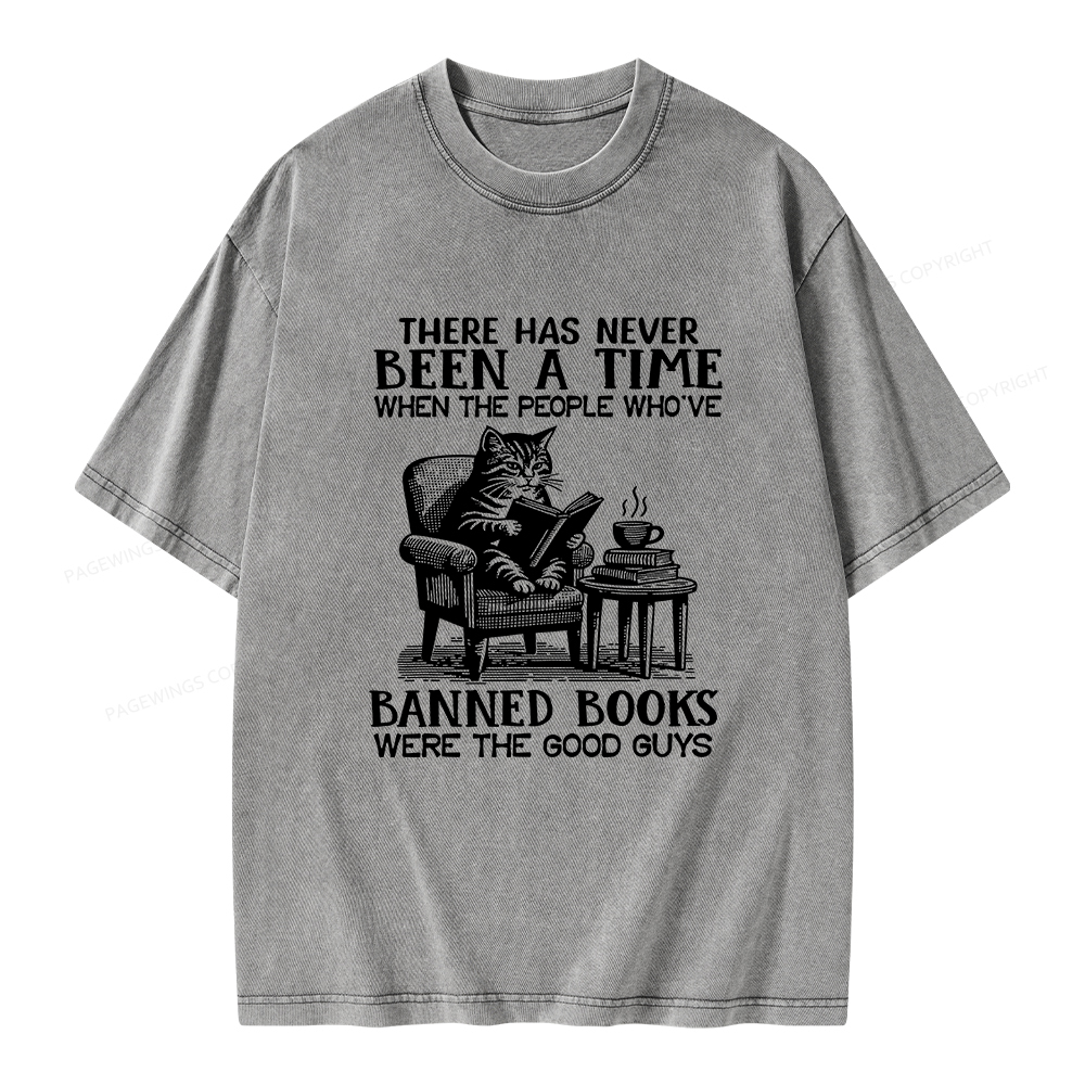 Pagewings Cats Reading Books Are Prohibited From Having Books Unisex Washed T-shirt