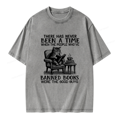 Pagewings Cats Reading Books Are Prohibited From Having Books Unisex Washed T-shirt
