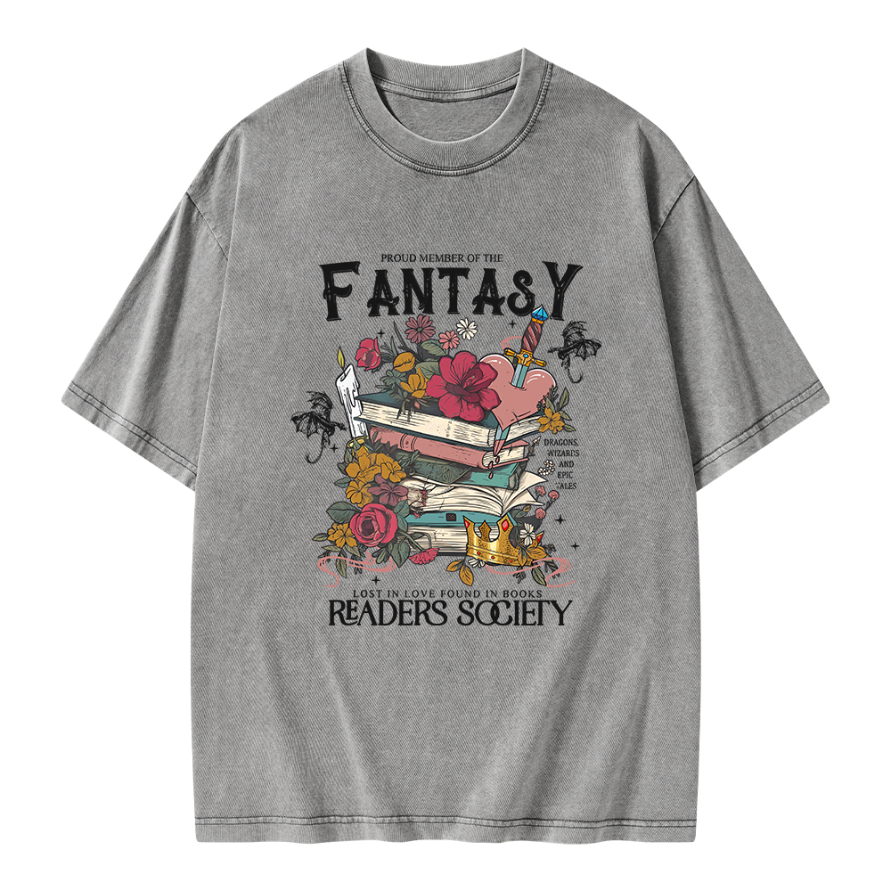 Pagewings Fantasy Readers Society Unisex Washed T-shirt