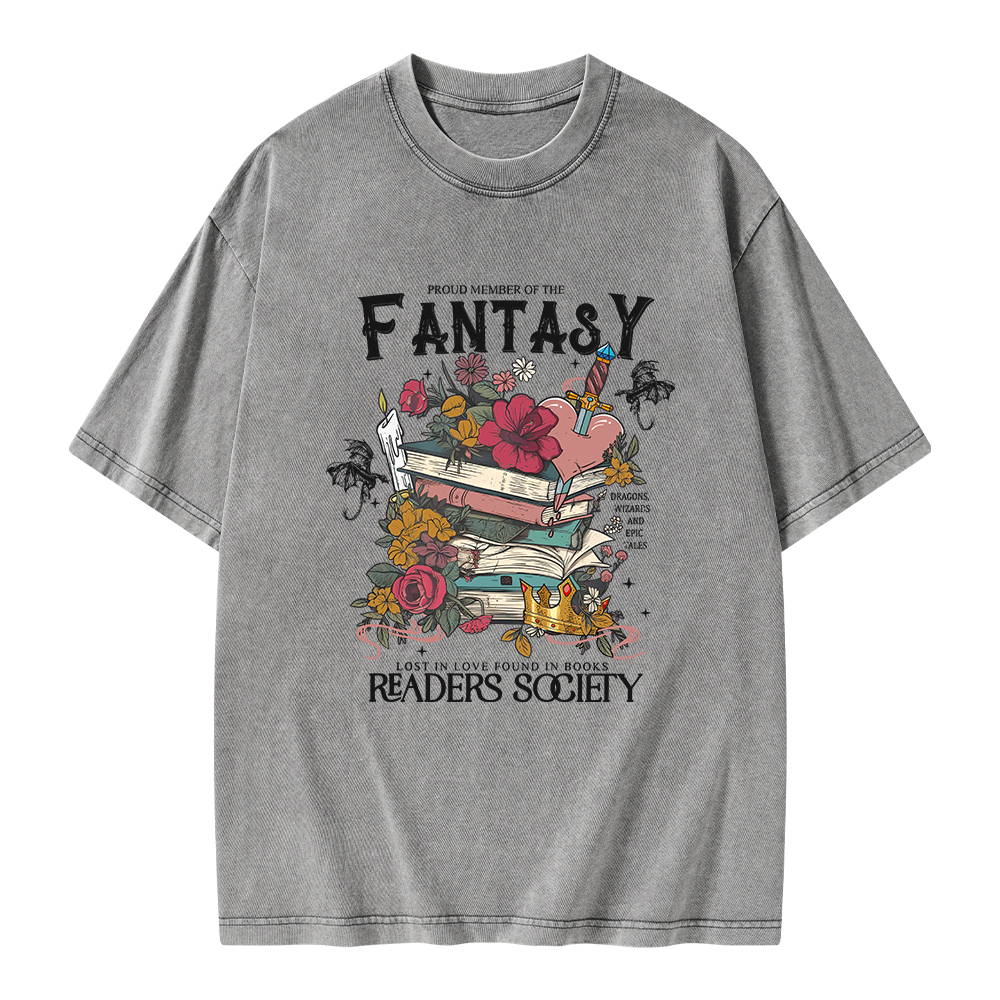 Pagewings Fantasy Readers Society Unisex Washed T-shirt