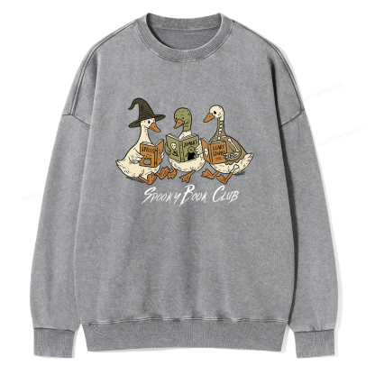 Pagewings Spooky Book Club Unisex Washed Sweatshirt