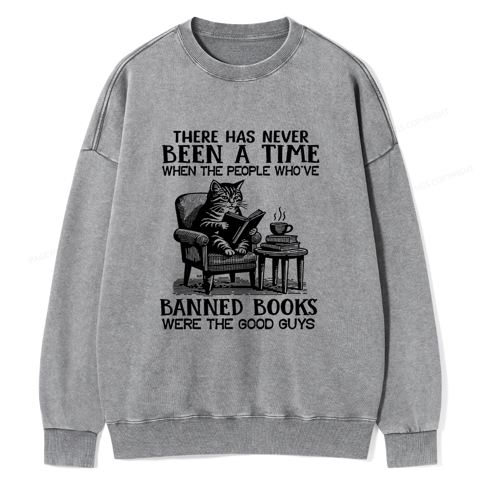 Pagewings Cats Reading Books Are Prohibited From Having Books Unisex Washed Sweatshirt
