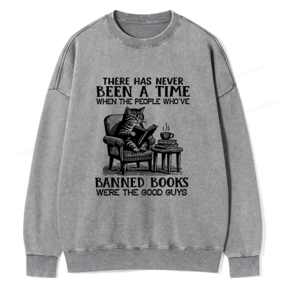 Pagewings Cats Reading Books Are Prohibited From Having Books Unisex Washed Sweatshirt