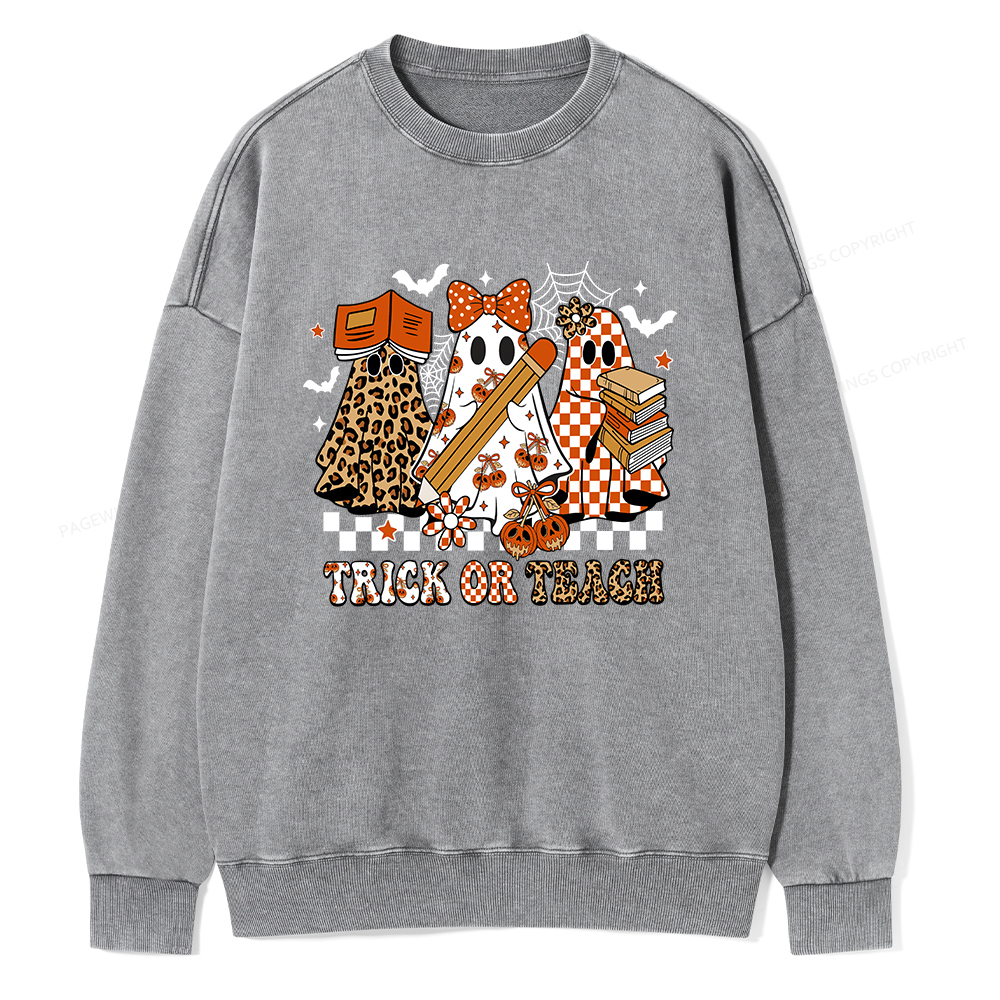 Pagewings Trick or Teach Unisex Washed Sweatshirt