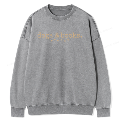 Pagewings Dogs & Books Unisex Washed Sweatshirt