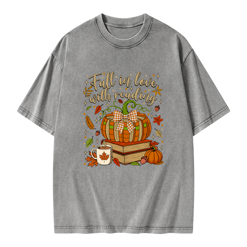 Pagewings Fall In Love With Reading Unisex Washed T-shirt