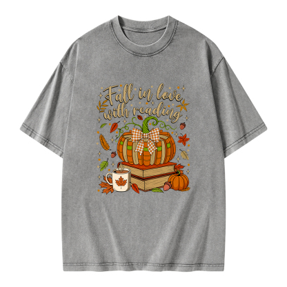 Pagewings Fall In Love With Reading Unisex Washed T-shirt