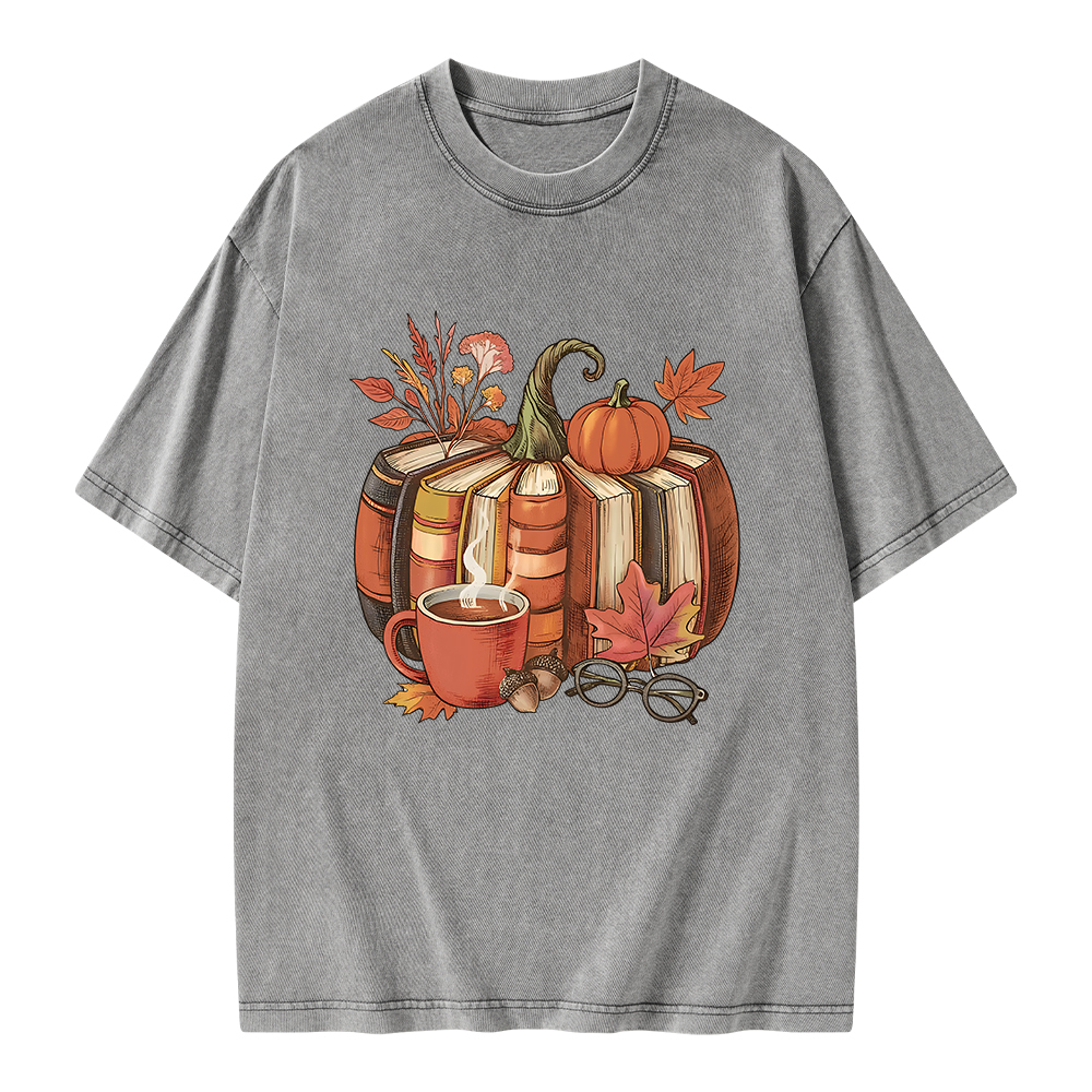 Pagewings Book Pumpkin Unisex Washed T-shirt