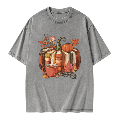 Pagewings Book Pumpkin Unisex Washed T-shirt