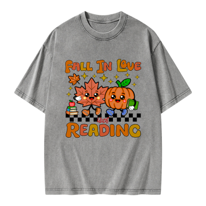 Pagewings Thanksgiving Fall In Love With Reading Unisex Washed T-shirt