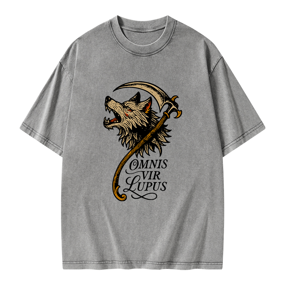 Pagewings Omnis Vir Lupus Unisex Washed T-shirt