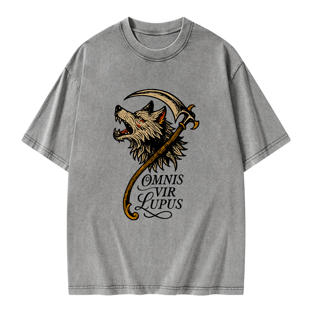 Pagewings Omnis Vir Lupus Unisex Washed T-shirt