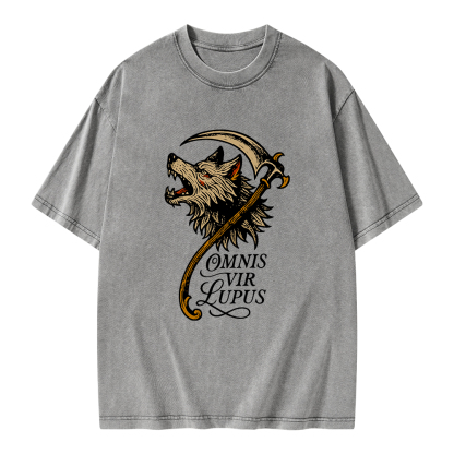 Pagewings Omnis Vir Lupus Unisex Washed T-shirt