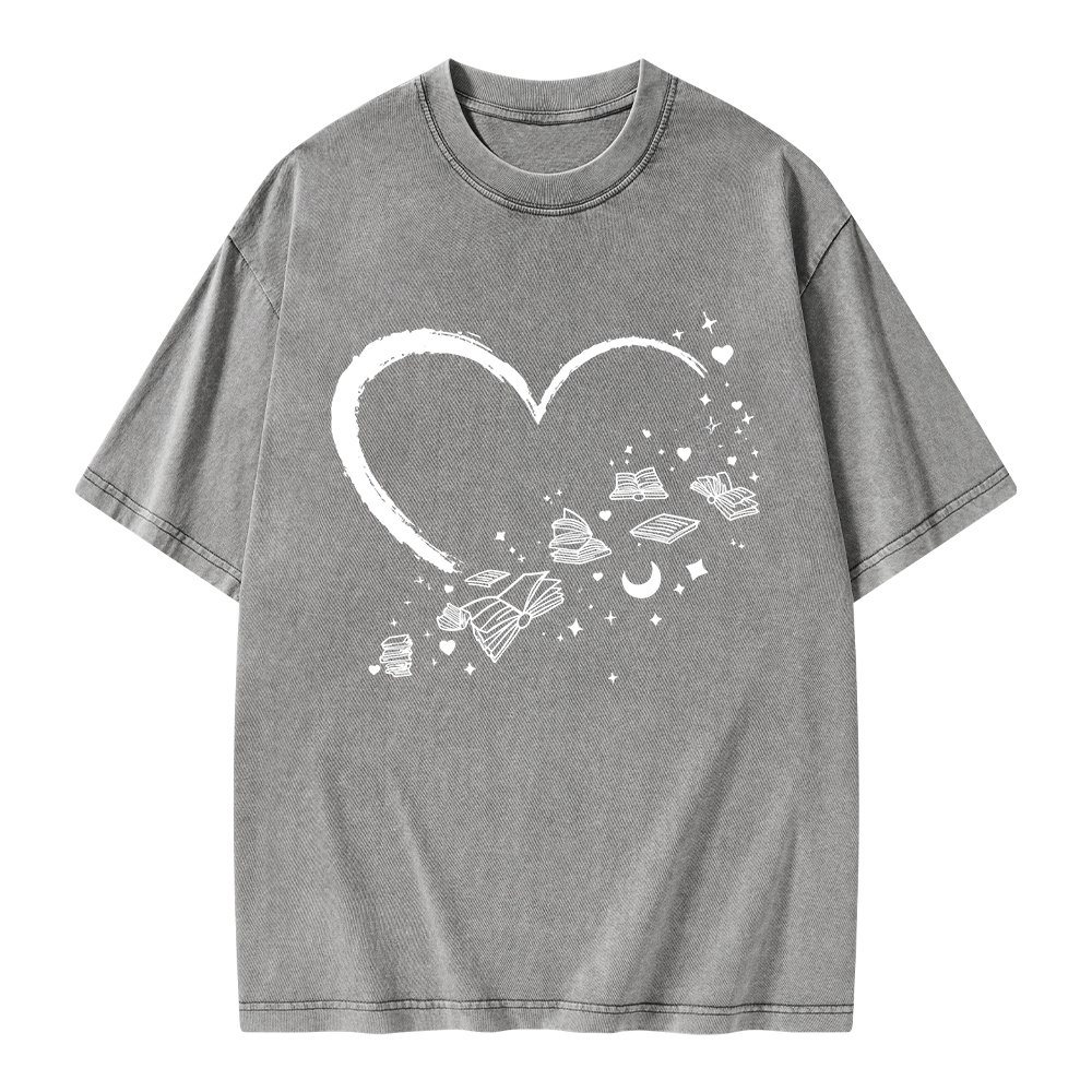 Pagewings Heart Of Books Unisex Washed T-shirt