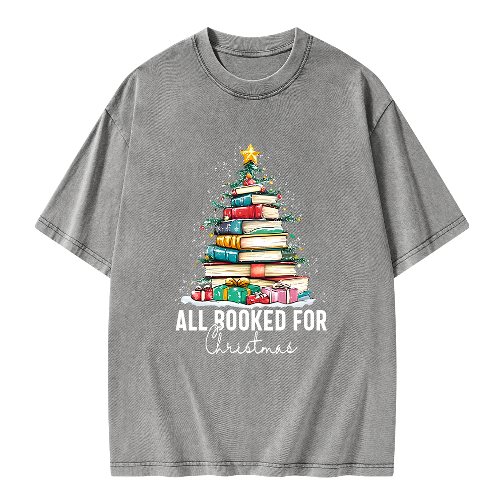 Pagewings All Booked For Christmas Unisex Washed T-shirt