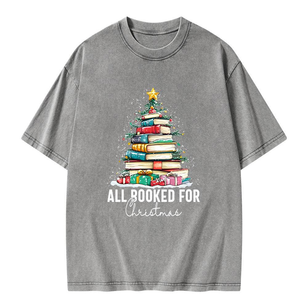 Pagewings All Booked For Christmas Unisex Washed T-shirt