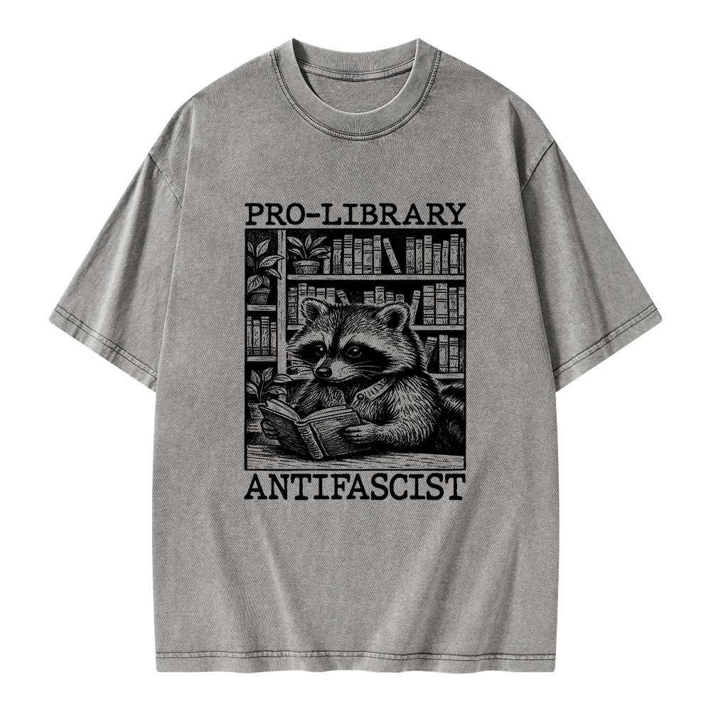Pagewings Pro Library Antifascist Unisex Washed T-shirt
