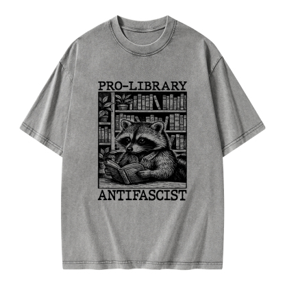 Pagewings Pro Library Antifascist Unisex Washed T-shirt