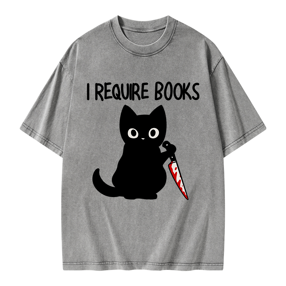 Pagewings I Require Books Unisex Washed T-shirt