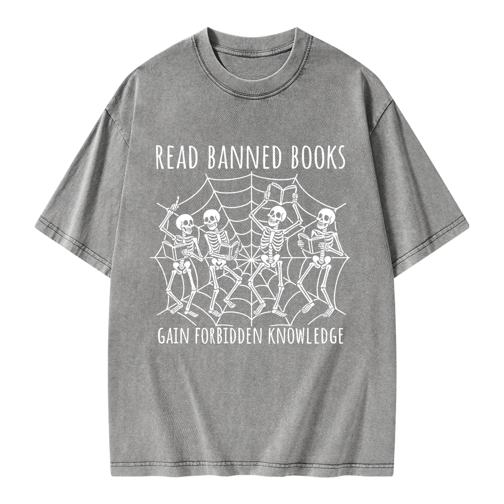 Pagewings Read Banned Books Gain Forbidden Knowledge Unisex Washed T-shirt