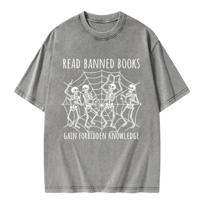 Pagewings Read Banned Books Gain Forbidden Knowledge Unisex Washed T-shirt
