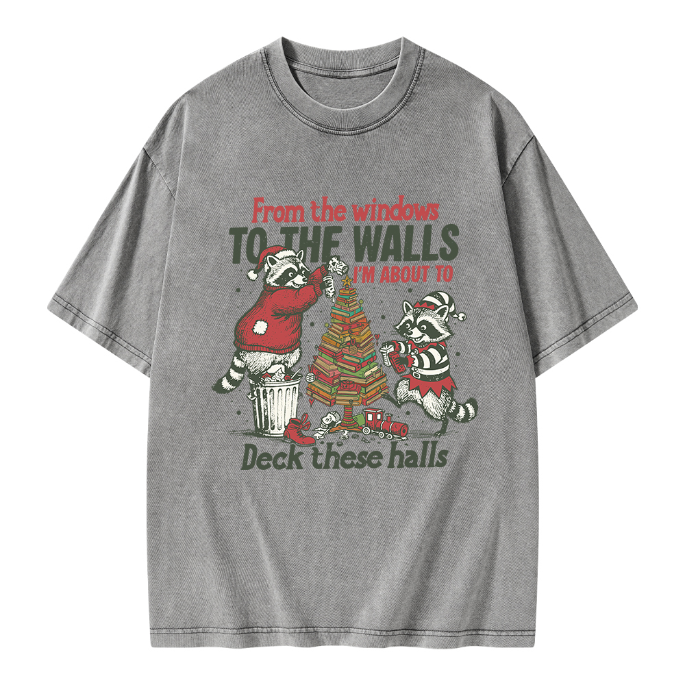 Pagewings I'm About To Deck These Halls Christmas Unisex Washed T-shirt