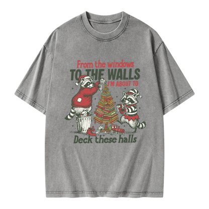 Pagewings I'm About To Deck These Halls Christmas Unisex Washed T-shirt