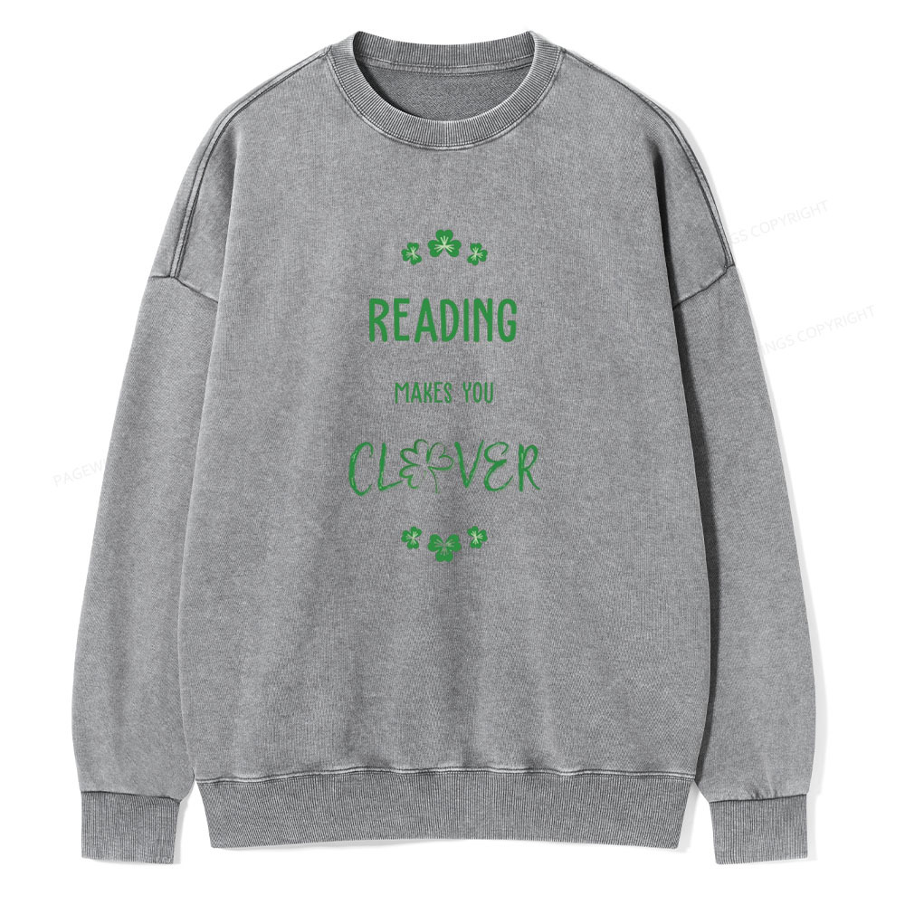 Pagewings Reading makes you clevr Is Totally Unisex Washed Sweatshirt