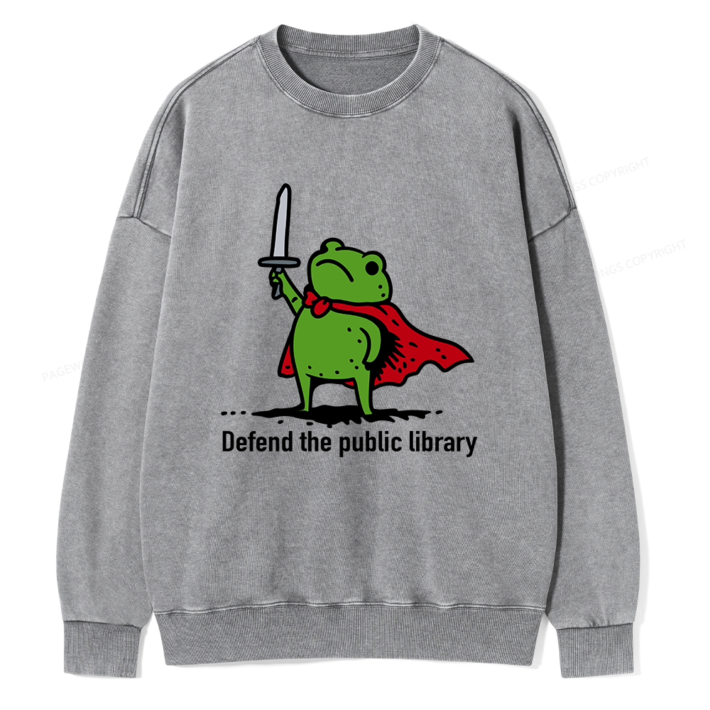 Pagewings Defend The Public Library Unisex Washed Sweatshirt