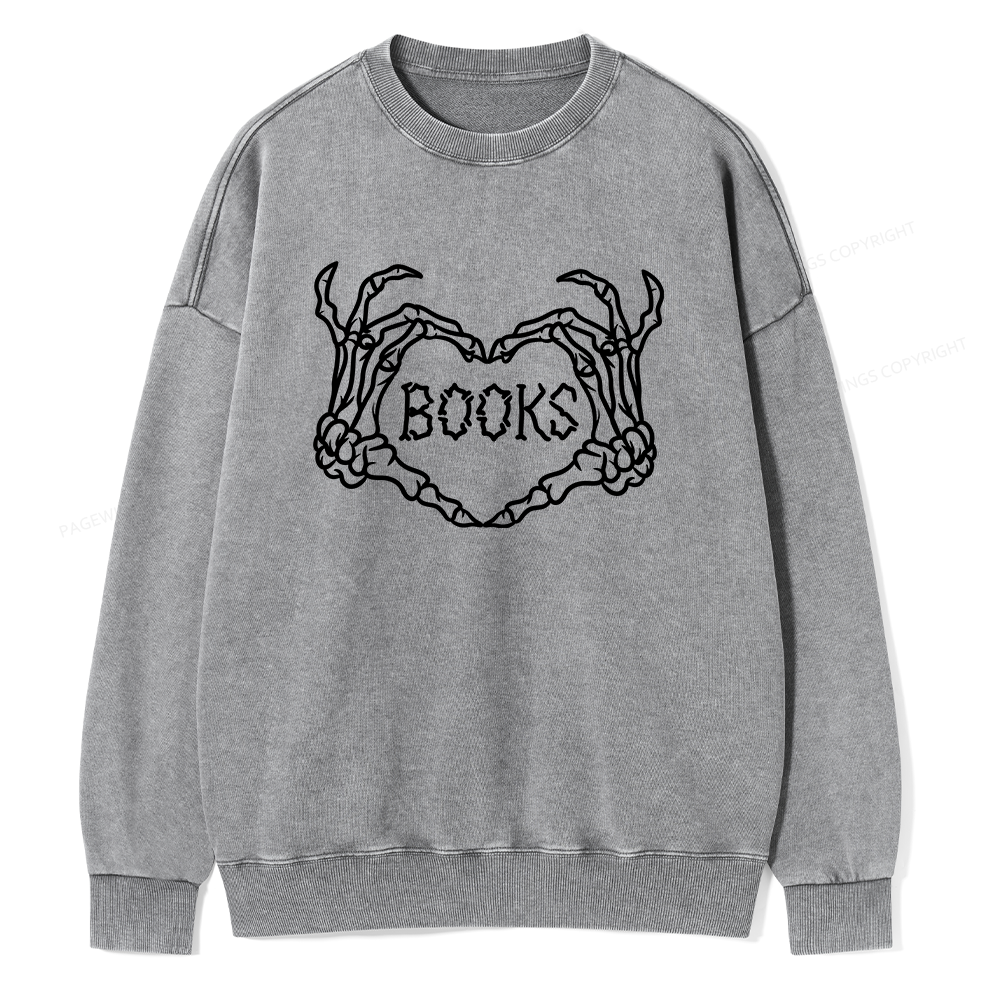 Pagewings Spooky Books Unisex Washed Sweatshirt