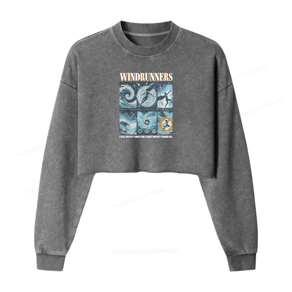 Pagewings Windrunners Women Washed Crop Sweatshirt