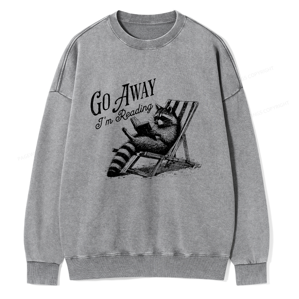 Pagewings Funny Raccoon Book Lover Tshirt Unisex Washed Sweatshirt