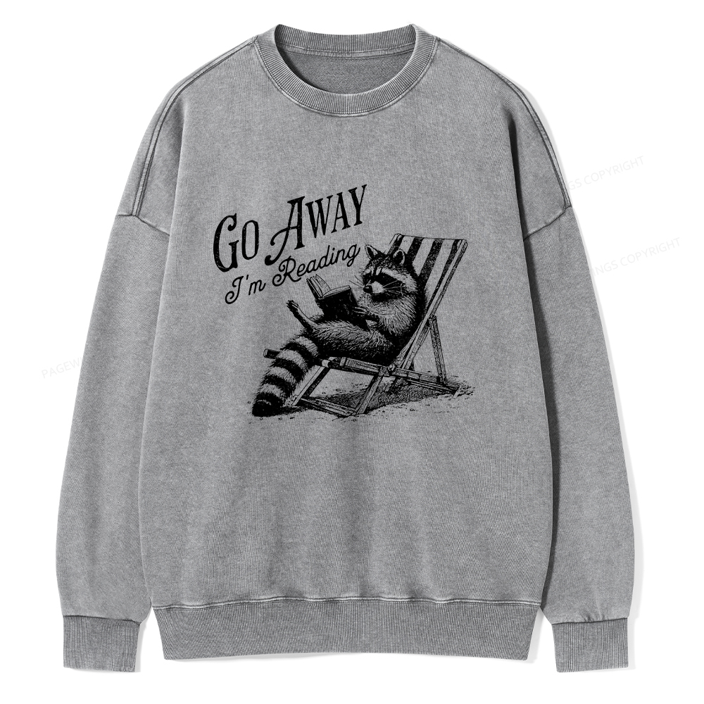 Pagewings Funny Raccoon Book Lover Tshirt Unisex Washed Sweatshirt