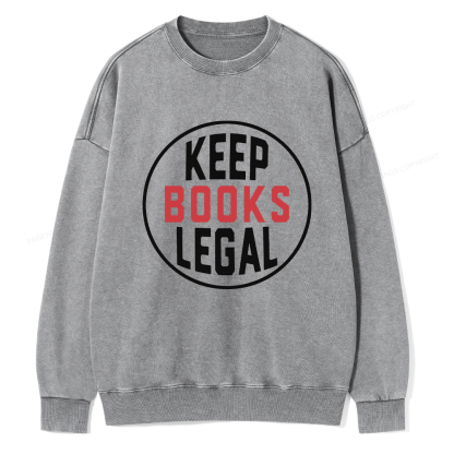 Pagewings Keep Books Legal Unisex Washed Sweatshirt