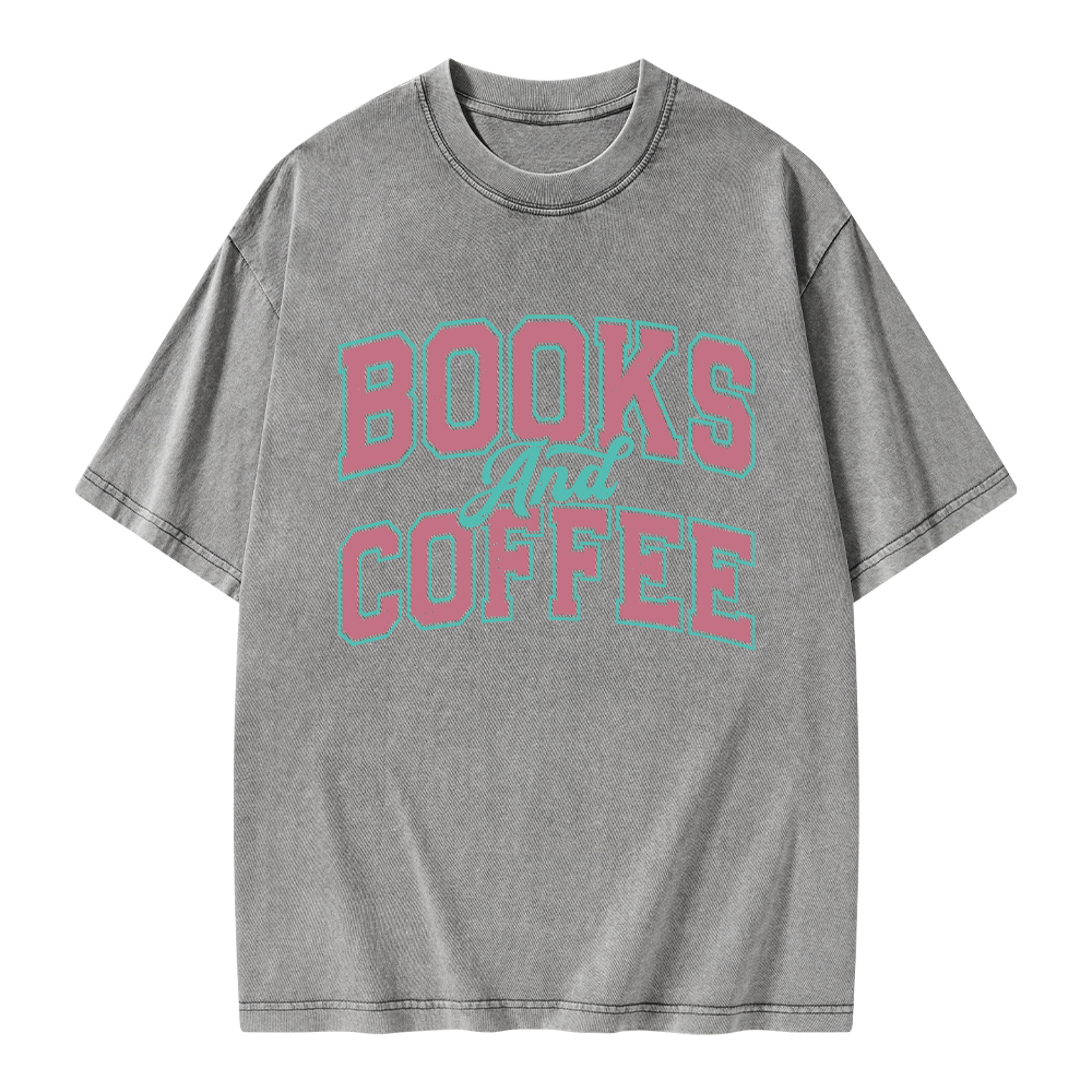 Pagewings Books and Coffee Unisex Washed T-shirt