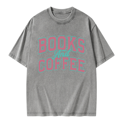 Pagewings Books and Coffee Unisex Washed T-shirt